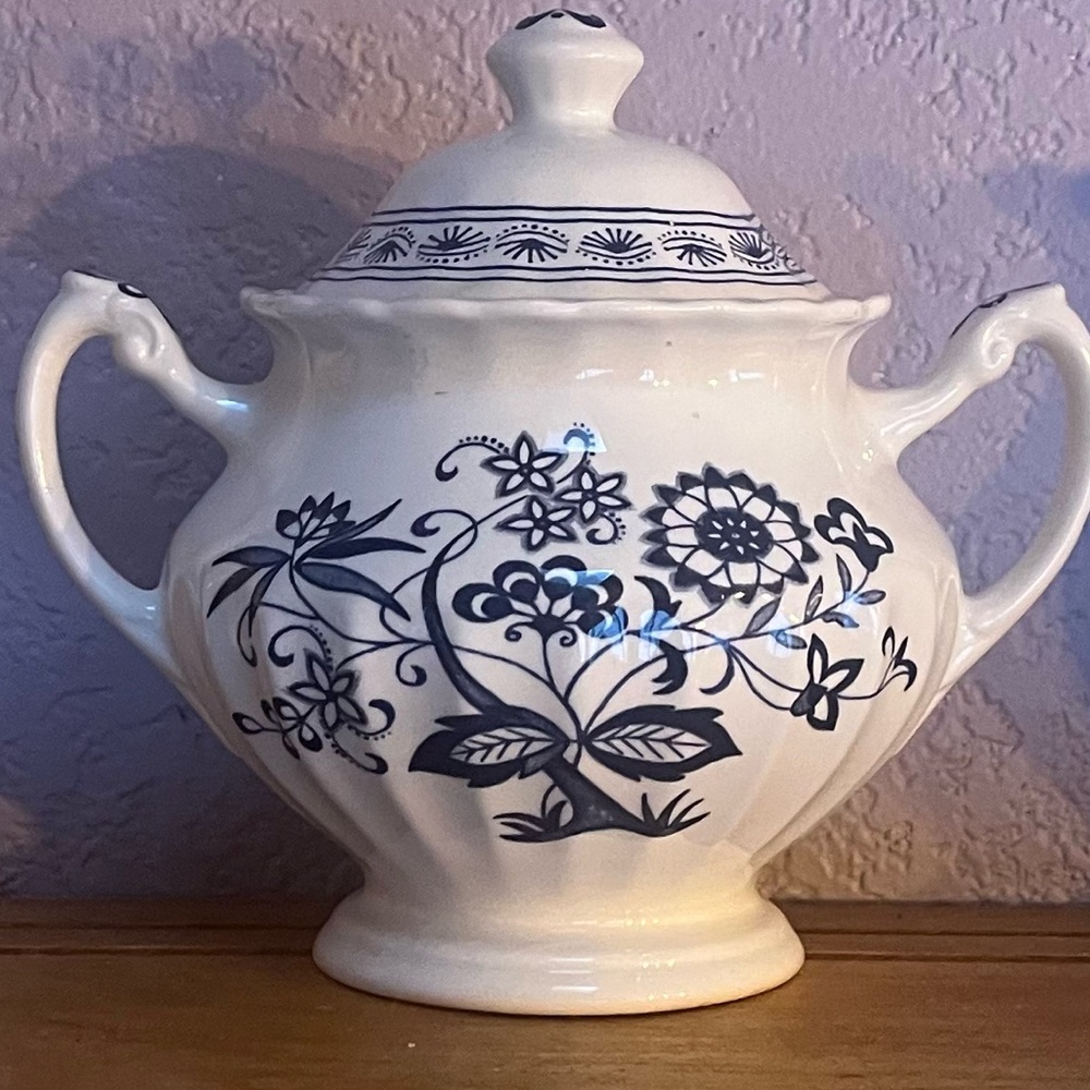 Vintage J&G Meakin Blue Nordic Creamer Sugar Bowl Jug Set | MCM England - Picture 12 of 12